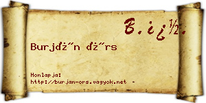 Burján Örs névjegykártya